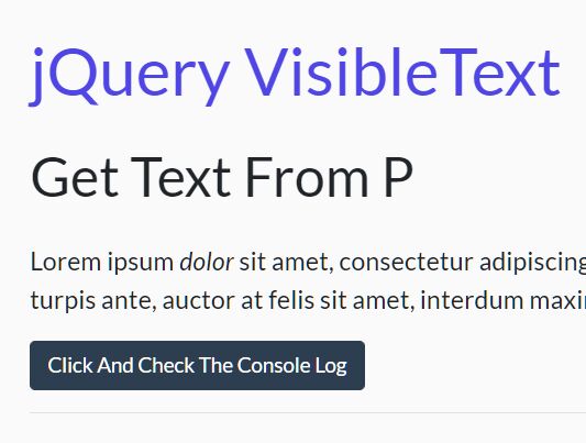 Get Visible Text Nodes With The VisibleText jQuery Plugin