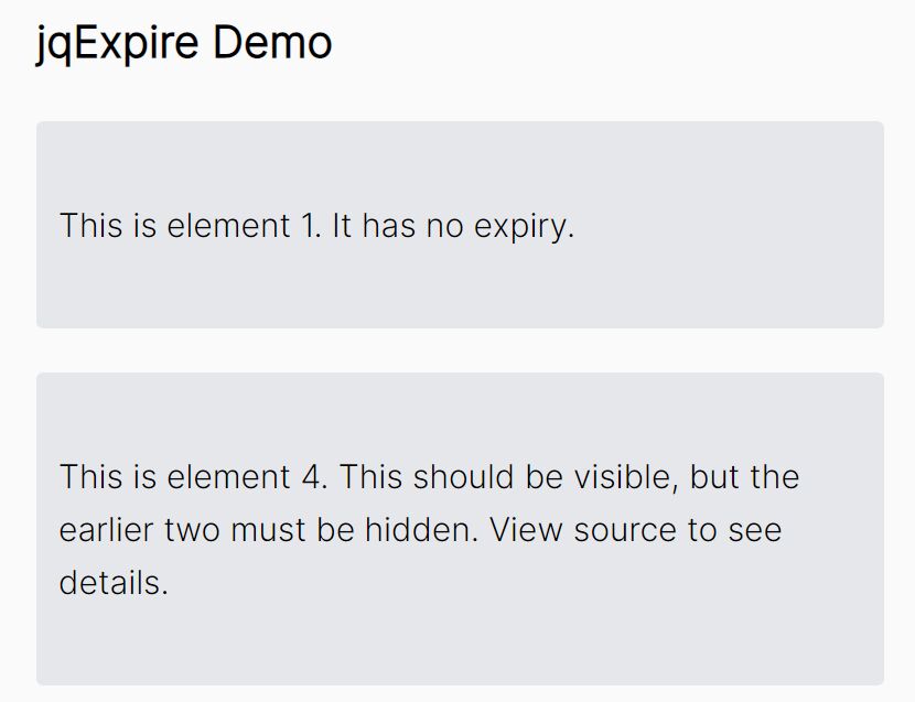 Hide Elements Once Expiry Date/Time Is Reached - jQuery jqExpire