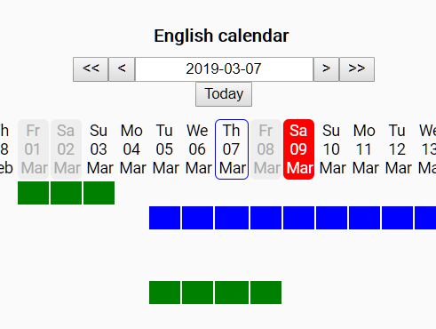 Dynamic Horizontal Calendar With Events - jQuery RESCalendar