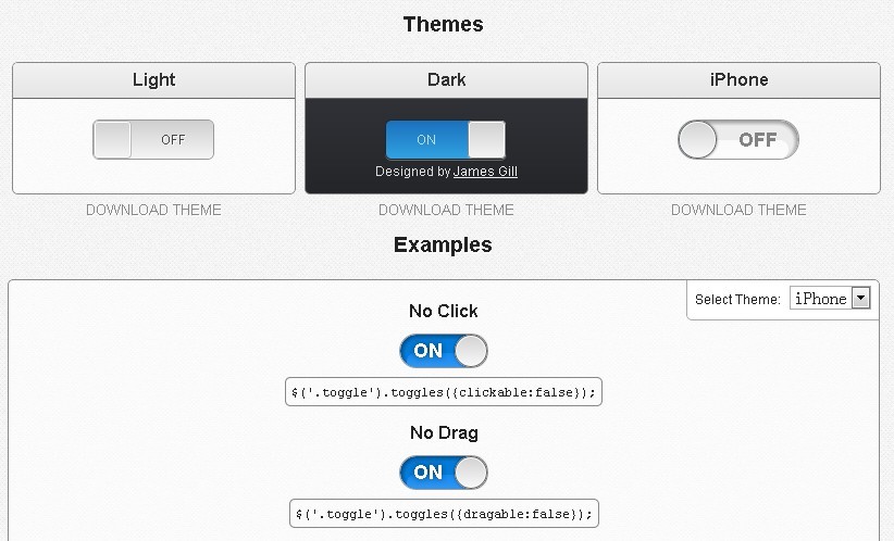 iPhone Like Toggle Button Plugin - jQuery toggles