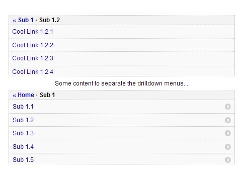 iPod Style jQuery Sliding Drill Down Menu Plugin