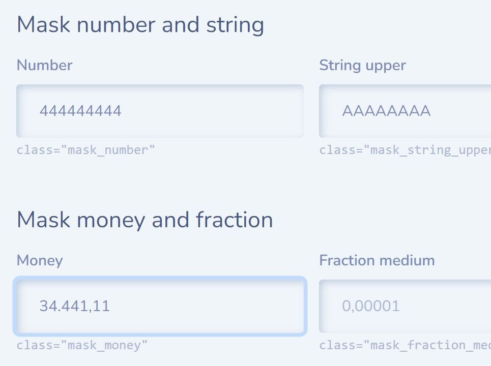 Universal Input Mask Plugin For Text Fields - jQuery ClassMask