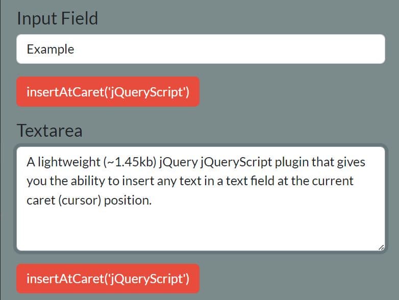 Insert Text At the Cursor Position With insertAtCaret Plugin