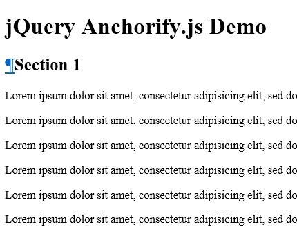 jQuery Auto Anchored Heading Elements Plugin - Anchorify.js