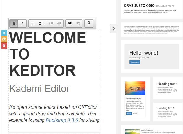 jQuery Based Content Editor and Layout Builder - KEditor