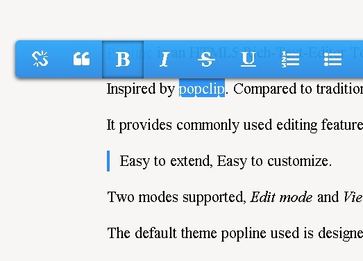 jQuery Based Inplace Html5 Rich Text Editor - Popline