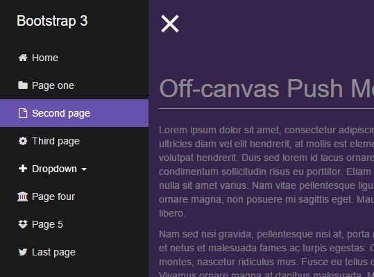 jQuery & CSS3 Off-canvas Push Menu For Bootstrap 3