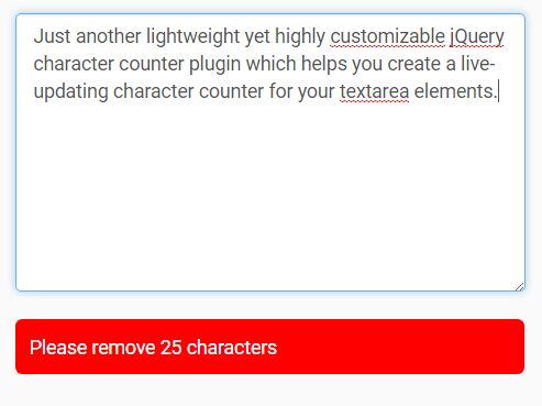 jQuery Character Counter/Limiter For Textarea - characterCounter.js