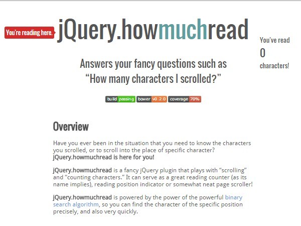 jQuery Character Counter & Scroll Position Indicator Plugin - howmuchread