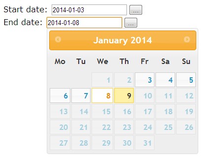 jQuery Date Range Selector Using jQuery UI Datepicker - daterange