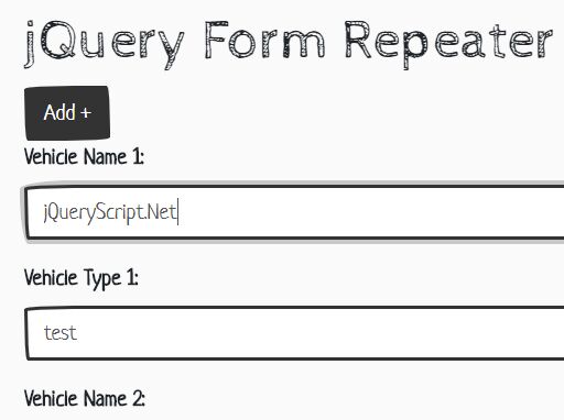 Create Repeatable Groups Of Form Fields - jQuery Form Repeater