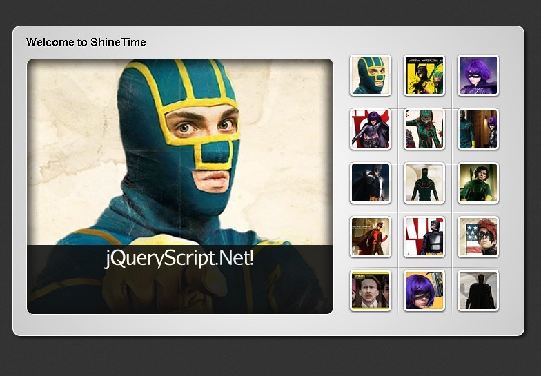 jQuery Gallery Plugin with Animated Shine Effects - ShineTime