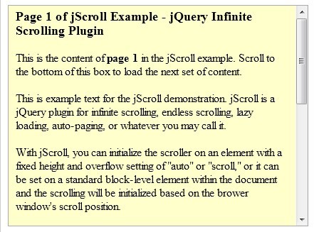 jQuery Infinite Scrolling & Auto-Paging Plugin - jScroll