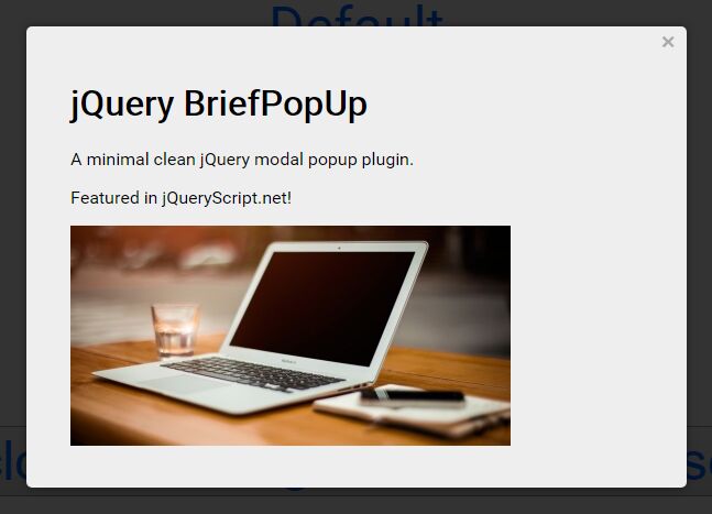 Minimal Animated jQuery Modal Dialog Plugin - BriefPopUp