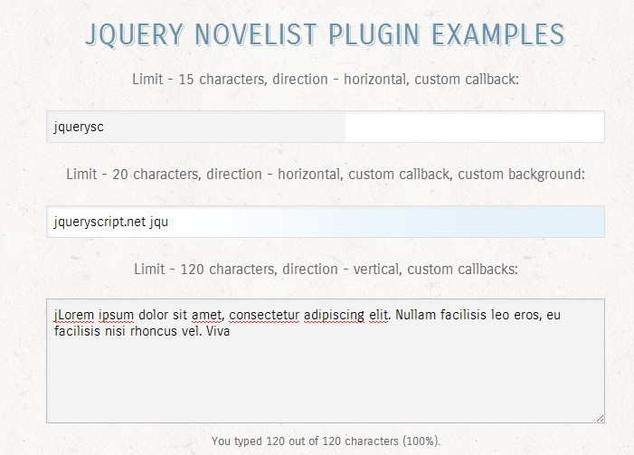 jQuery Plugin For Character Limit with An Visual Cue - Novelist