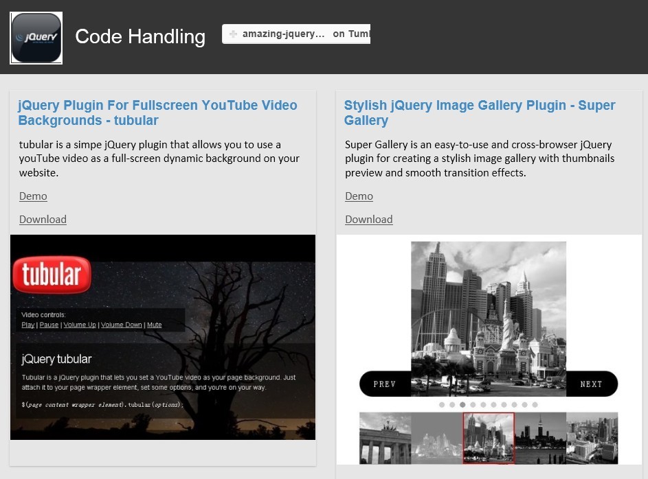 jQuery Plugin For Displaying Tumblr Blog Posts - Tumbax