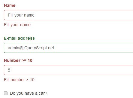 jQuery Plugin For Easy Client Side Form Validation - bValidator
