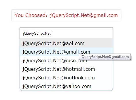 jQuery Plugin For Email Address Auto Complete - mailtip