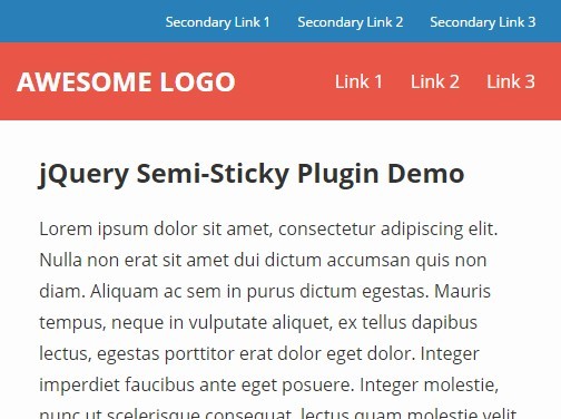 jQuery Plugin For Fixed Navigation Based On Scroll Direction - Semi-Sticky