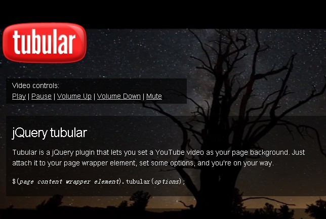 jQuery Plugin For Fullscreen YouTube Video Backgrounds - tubular