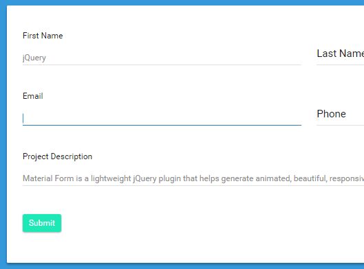 jQuery Plugin For Material Design Inspired Form Controls - Material Form