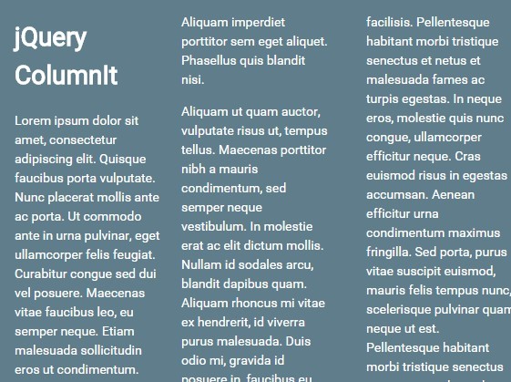 jQuery Plugin For Multi-column Text Layout - ColumnIt