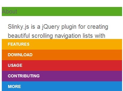 jQuery Plugin For Sticky Navigation Lists with Stacking Headers - slinky