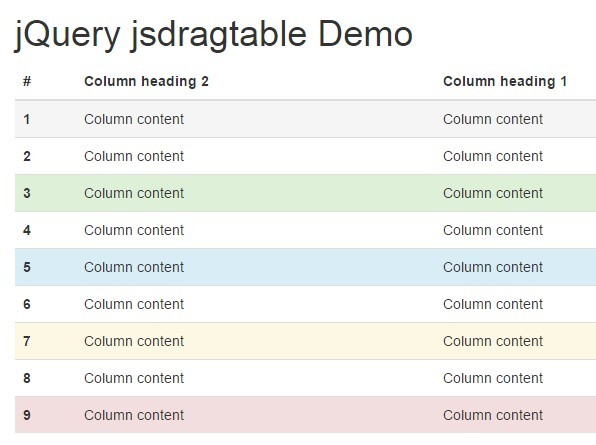 jQuery Plugin For Touch-enabled Draggable Table Columns - jsdragtable