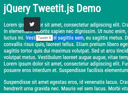 jQuery Plugin For Tweeting User Highlighted Text - Tweetit.js