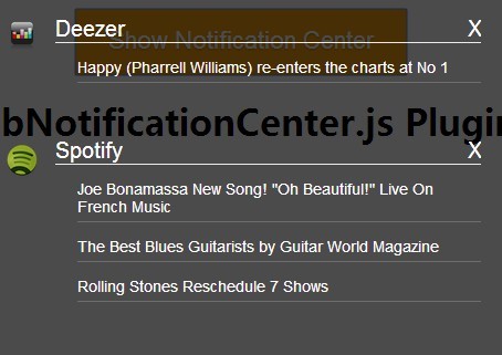 jQuery Plugin For iOS Style Notification Center - obNotificationCenter.js