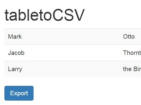 jQuery Plugin To Convert HTML Table To CSV - tabletoCSV