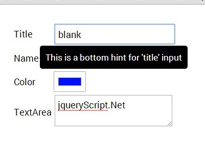 jQuery Plugin To Create Hints For Form Controls - Form Toolltip