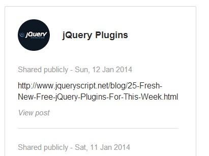 jQuery Plugin To Display Google Plus Feeds On Your Website