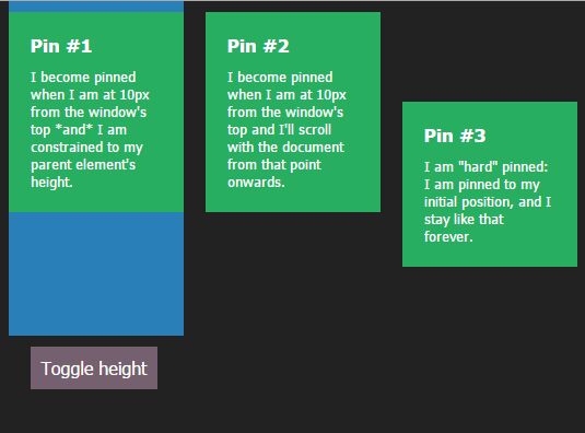 jQuery Plugin To Fix DOM Elements On The Page - Zebra_Pin