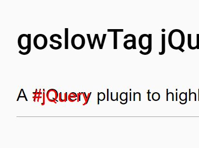 jQuery Plugin To Highlight HashTags In Text Fields goslowTag - Download jQuery Plugin To Highlight #HashTags In Text Fields - goslowTag