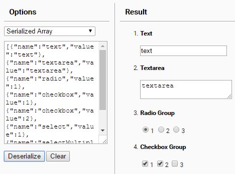 使用序列化数据填充表单的 jQuery 插件 - 反序列化