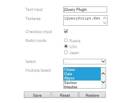 jQuery Plugin To Save and Restore Form Data - formsaver.js