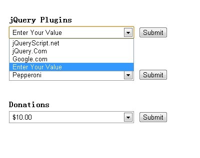 jQuery Plugin for Adding Custom Value to Dropdown List - Custom Combo Box