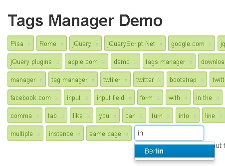 jQuery Tags Manager with <font color='red'>twitter</font> Bootstrap - tagmanager