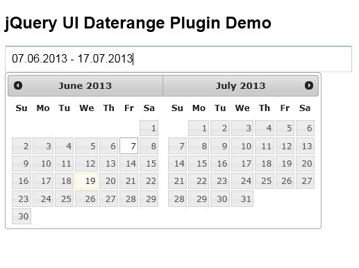 jQuery UI Date Range Picker Plugin - Daterange