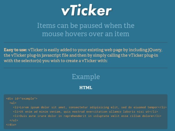jQuery Vertical Scrolling Web Ticker Plugin - vticker
