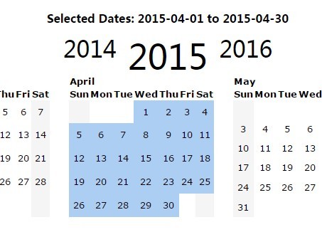 jQuery Yearly Calendar & Date Range Picker Plugin