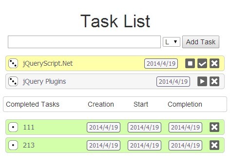 jQuery & jQuery UI Based Task Management Plugin - Task-List