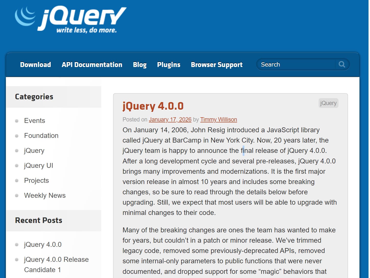 jQuery 4.0.0 Official Release