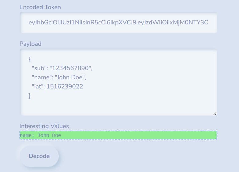 JSON Web Token Decoder In jQuery