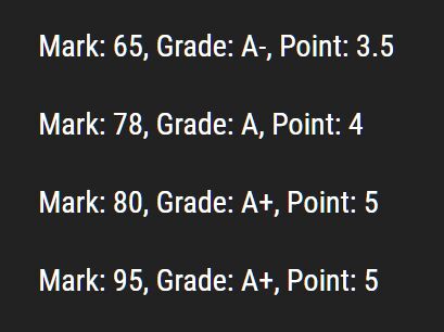 Convert Marks To Grades And Points - jQuery Result Processing