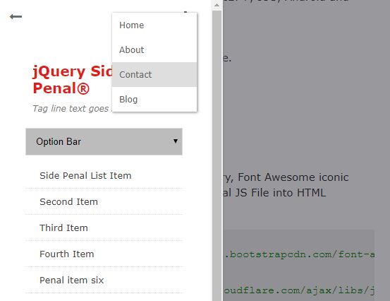 Material Design Sidenav Plugin With jQuery And CSS3 - side-penal