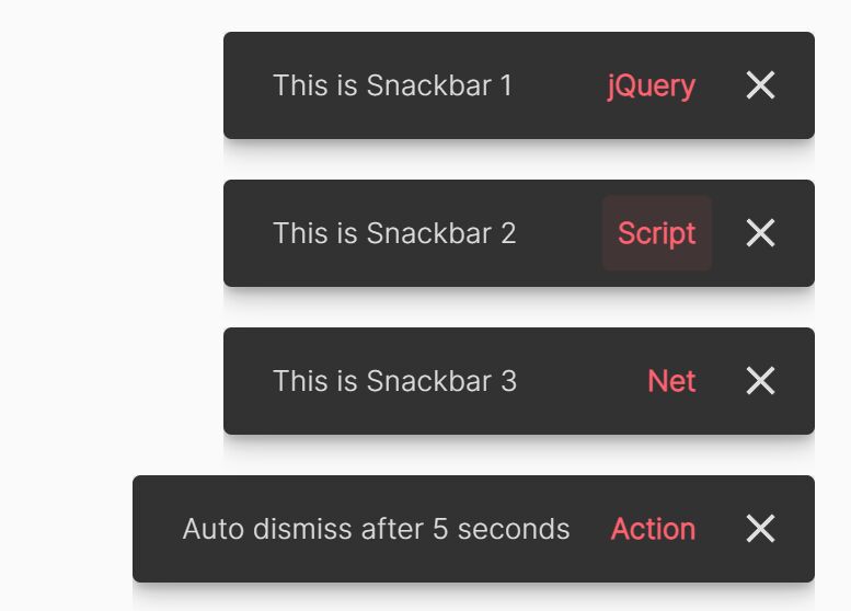 Customizable Material Design Snackbars In jQuery - mSnackbar.js