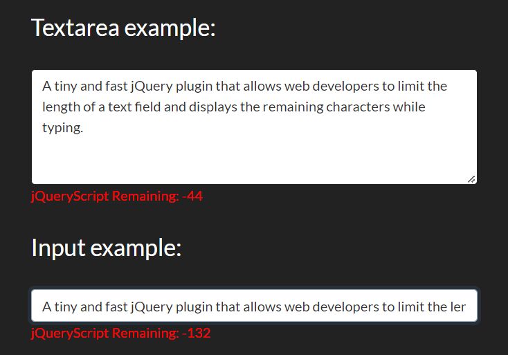 Set The Maximum Number Of Characters For Text Fields - remainingchars