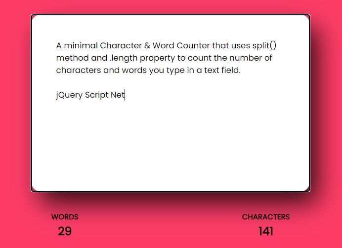 Minimalist Character & Word Counter In jQuery